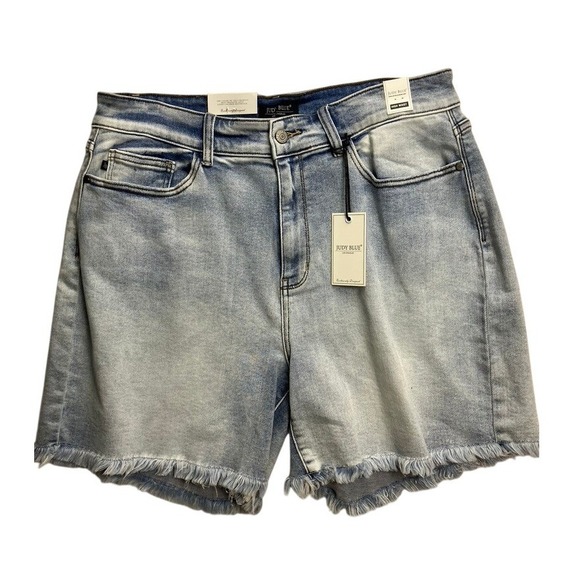 Judy Blue Pants - Judy Blue Light Wash High Waist Frayed Hem Denim Jean Shorts Plus‎ Size 3XL NEW